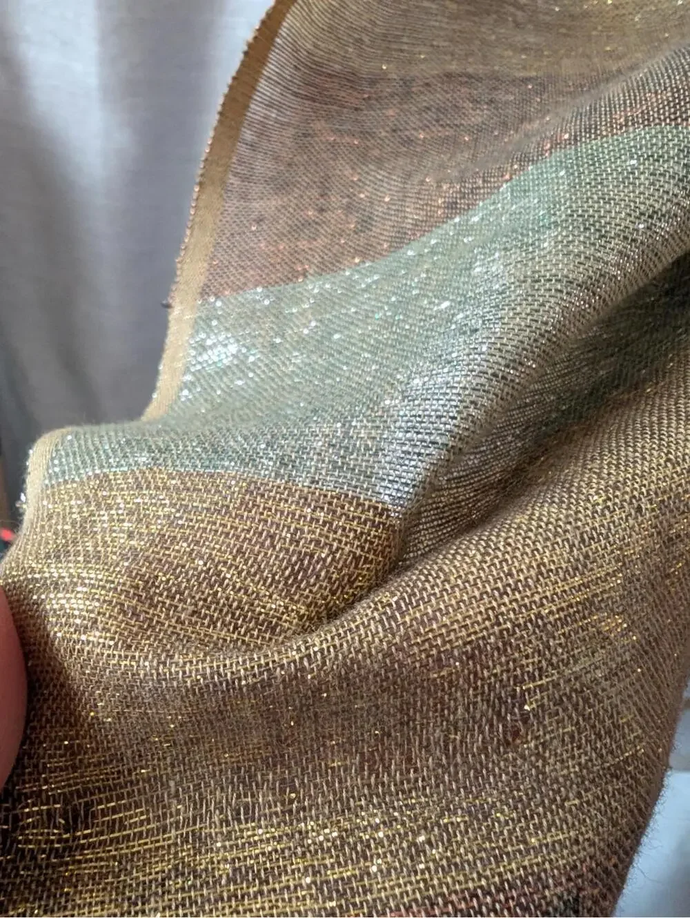 Gold Silver Bronze Metallic Wide Scarf